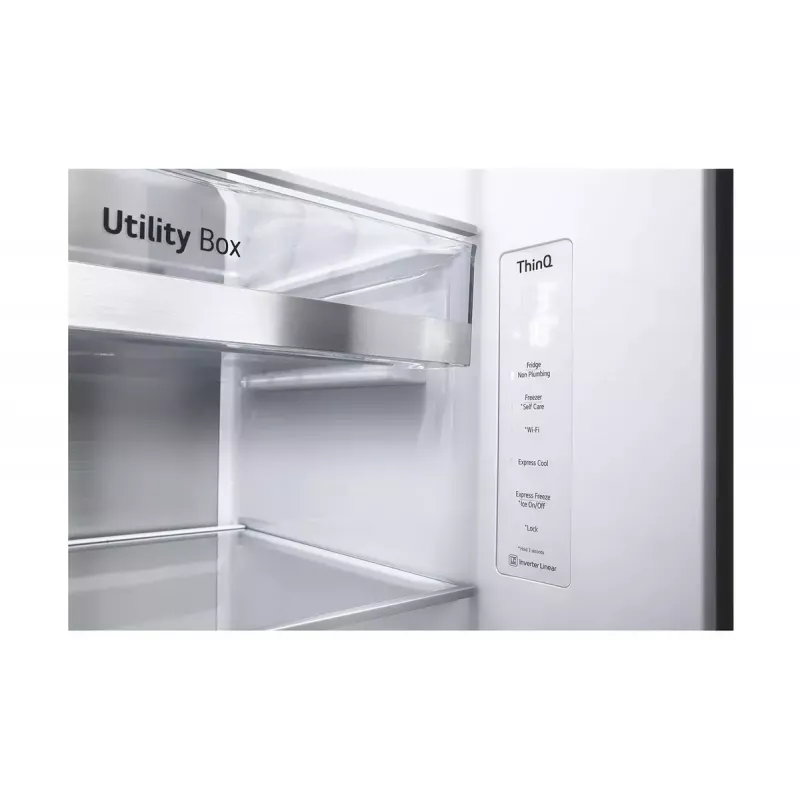 LG InstaView GSXV91PZAE Side-by-Side-Kühlschrank Freistehend 635 L Schwarz, Edelstahl