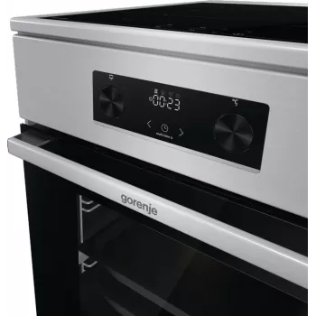Gorenje 740742 Herd Freistehender Herd Elektroherd Zoneninduktion Schwarz, Edelstahl