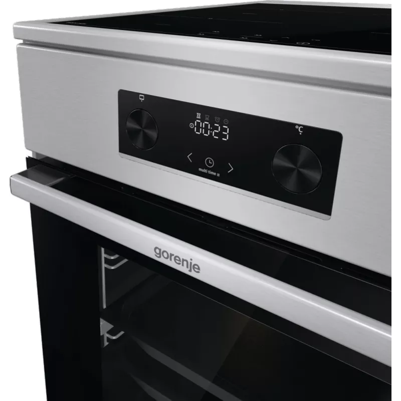 Gorenje 740742 Herd Freistehender Herd Elektroherd Zoneninduktion Schwarz, Edelstahl