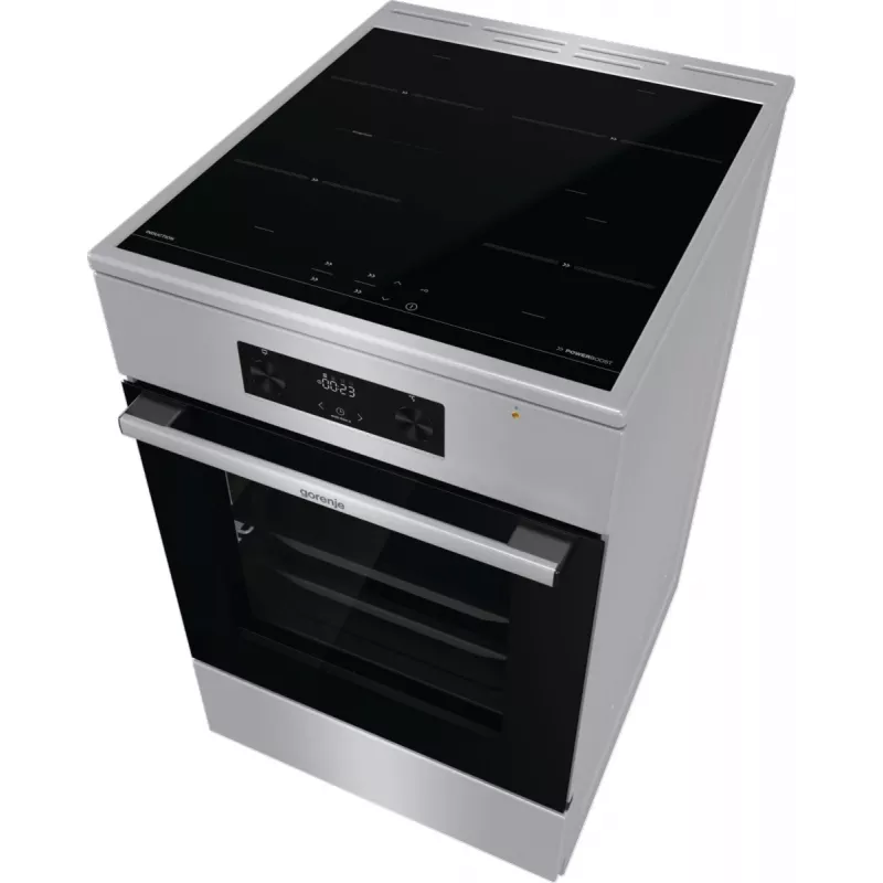 Gorenje 740742 Herd Freistehender Herd Elektroherd Zoneninduktion Schwarz, Edelstahl
