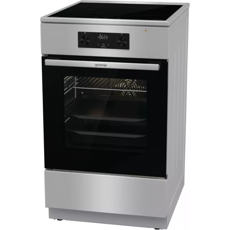 Gorenje 740742 Herd Freistehender Herd Elektroherd Zoneninduktion Schwarz, Edelstahl