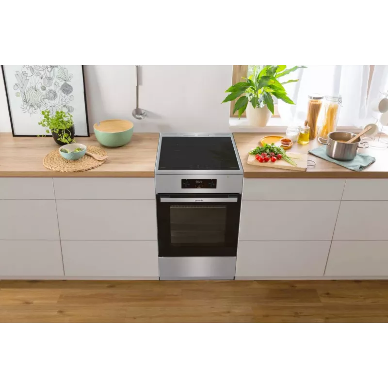Gorenje 740742 Herd Freistehender Herd Elektroherd Zoneninduktion Schwarz, Edelstahl