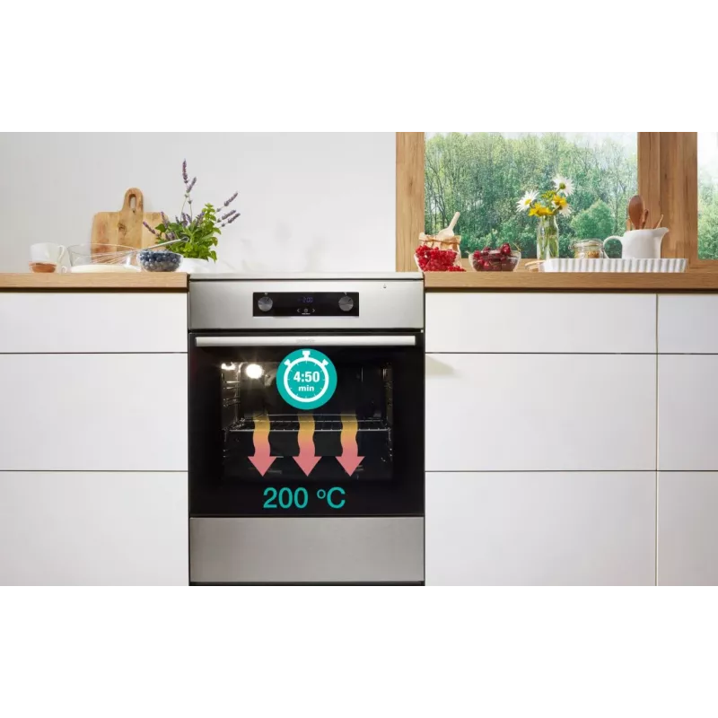 Gorenje 740742 Herd Freistehender Herd Elektroherd Zoneninduktion Schwarz, Edelstahl