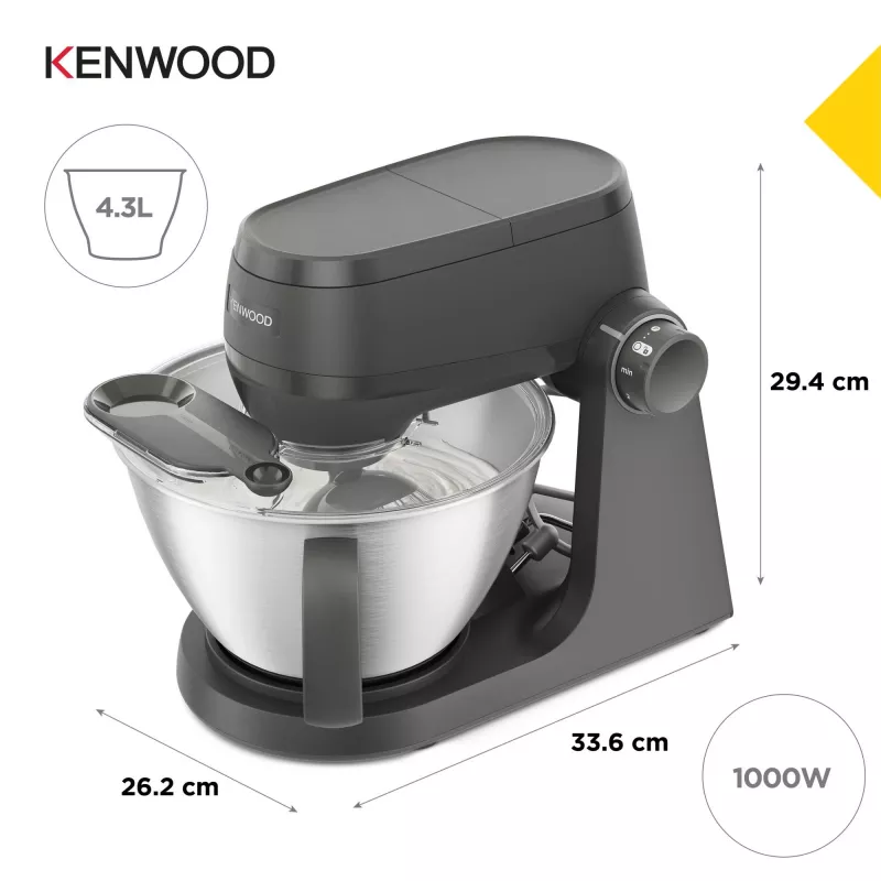 Küchenmaschine Kenwood KHC30.070GY — 1000 W, 4,3-L-Edelstahlschüssel, Drehregler, grau