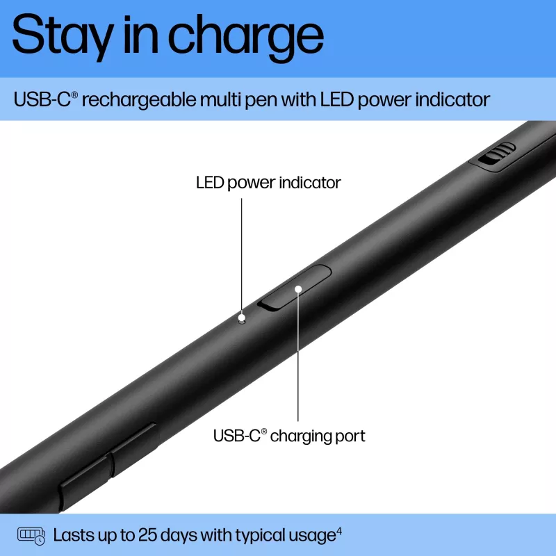 HP 700 Wiederaufladbarer Multi-Pen Universelle Gerätekompatibilität Schwarz