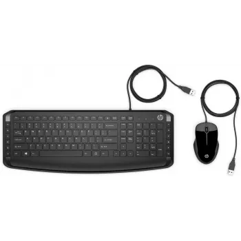 HP Pavilion Tastatur und Maus 200, Kabelgebunden, USB, Mechanisch, QWERTY, Schwarz, Maus enthalten