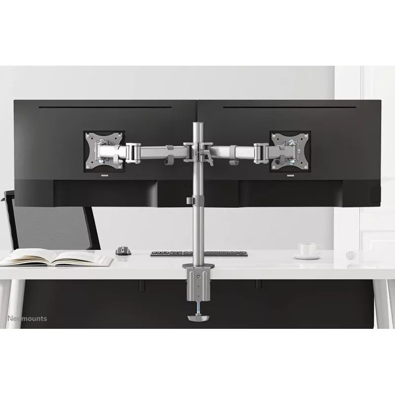 Neomounts NM-D135DSILVER Monitorhalterung 10-27 Zoll, Tischklemme/Tischdurchführung, 8 kg, 25,4 cm (10 Zoll), 68,6 cm (27 Zoll), 100 x 100 mm, Silber