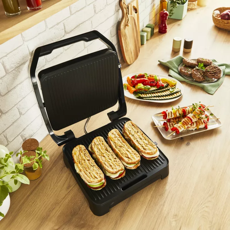 Kontaktgrill Tefal Inicio Adjust GC272D10 mit antihaftbeschichteten Platten und einstellbarer Temperatur