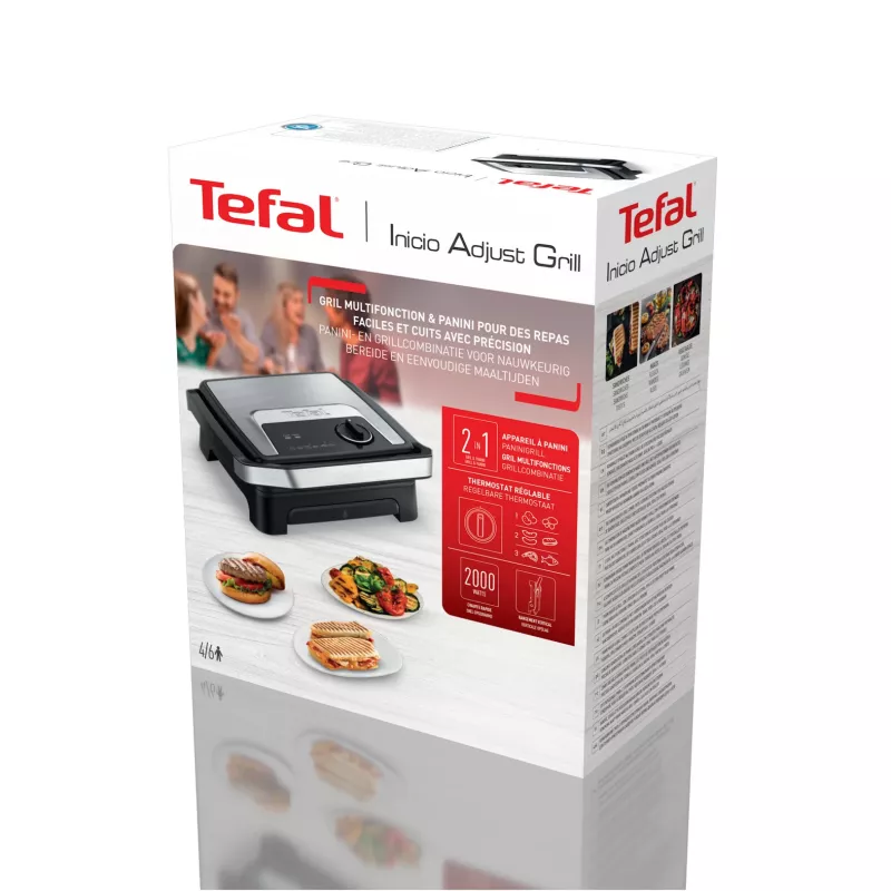 Kontaktgrill Tefal Inicio Adjust GC272D10 mit antihaftbeschichteten Platten und einstellbarer Temperatur