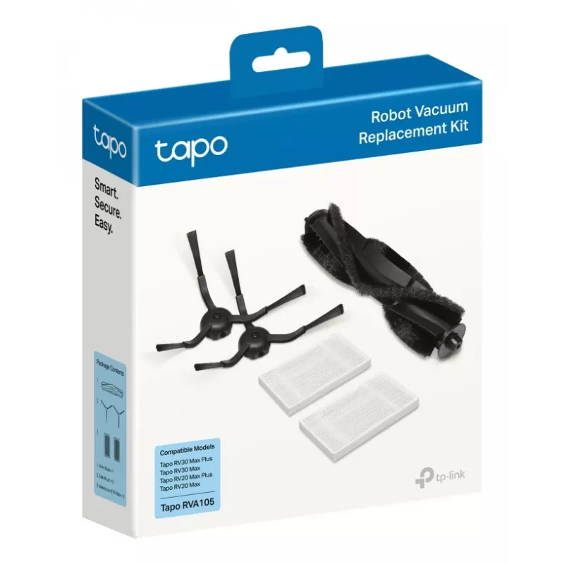 TP-Link Tapo Robot Vacuum Replacement Kit, Zubehörset, Saugroboter, Schwarz, Weiß, Tapo RV30 Max Plus, Tapo RV30 Max, Tapo RV20 Max Plus, Tapo RV20 Max, Hängeschachtel, 183 mm