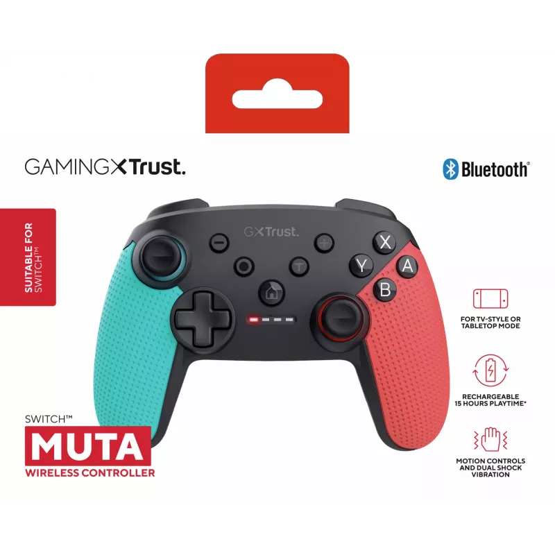 Trust GXT 1246B Muta Schwarz, Blau, Rot Bluetooth Gamepad Nintendo Switch, Nintendo Switch Lite