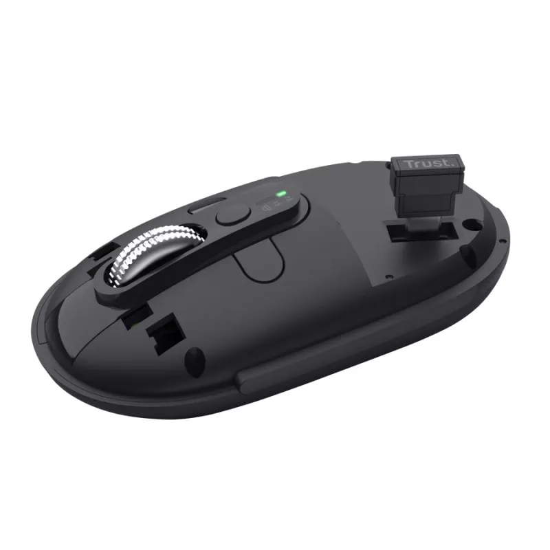 Maus TRUST Seron schlank Multi — beidhändige Büromaus, optisch 3200 DPI, RF Wireless + Bluetooth, 7 Tasten, schwarz