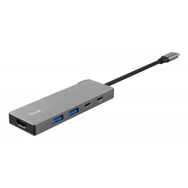 USB Type-C-Hub TRUST 26062 — HDMI + USB 3.2 Gen 1 Type-A & Type-C, Grau, 5 Anschlüsse