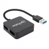 Manhattan USB-A 4-Port Hub, 4x USB-A Ports, 5 Gbps (USB 3.2 Gen1 aka USB 3.0), USB-betrieben (kein externes Netzteil erforderlich). Schnellladung: 1 Port bis zu 0,9 A; Laden an 4 Ports erfordert externes Netzteil (nicht im Lieferumfang enthalten), Entspricht ST4300MINU3B