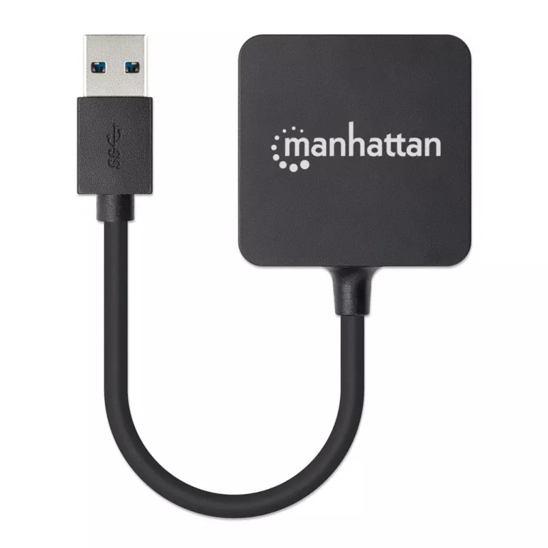 Manhattan USB-A 4-Port Hub, 4x USB-A Ports, 5 Gbps (USB 3.2 Gen1 aka USB 3.0), USB-betrieben (kein externes Netzteil erforderlich). Schnellladung: 1 Port bis zu 0,9 A; Laden an 4 Ports erfordert externes Netzteil (nicht im Lieferumfang enthalten), Entspricht ST4300MINU3B