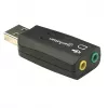Manhattan USB-A Sound Adapter, USB-A auf 3,5 mm Mikrofon-Eingang und Audio-Ausgang, 480 Mbit/s (USB 2.0), unterstützt 3D und virtuellen 5.1 Surround Sound, Hi-Speed USB, Schwarz, Drei Jahre Garantie