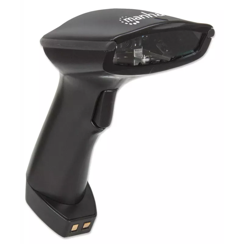 Manhattan Wireless Linear Handheld CCD Barcode Scanner, Bluetooth, 500 mm Scantiefe, bis zu 80 m effektive Reichweite (Sichtlinie), max. Umgebungslicht 100.000 Lux (Sonnenlicht), EU/US/UK/AU austauschbarer Stecker, Schwarz, Drei Jahre Garantie