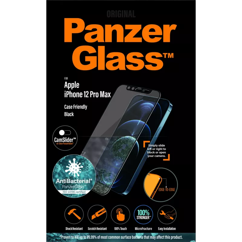 PanzerGlass ® CamSlider® Displayschutzfolie iPhone 12 Pro Max | Randlos