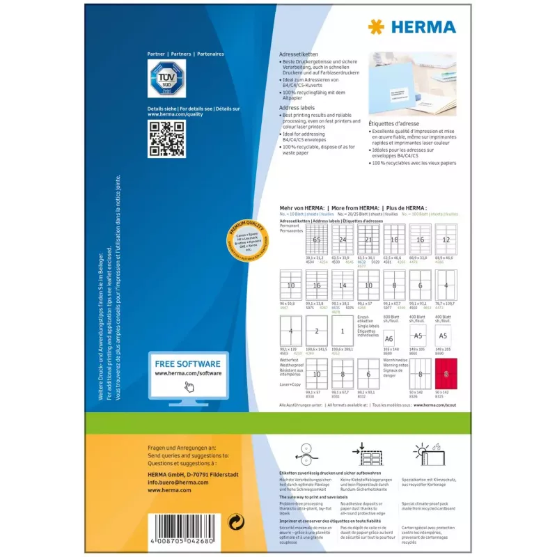 Adressetiketten Premium HERMA A4 99,1x57 mm 1000 Stück