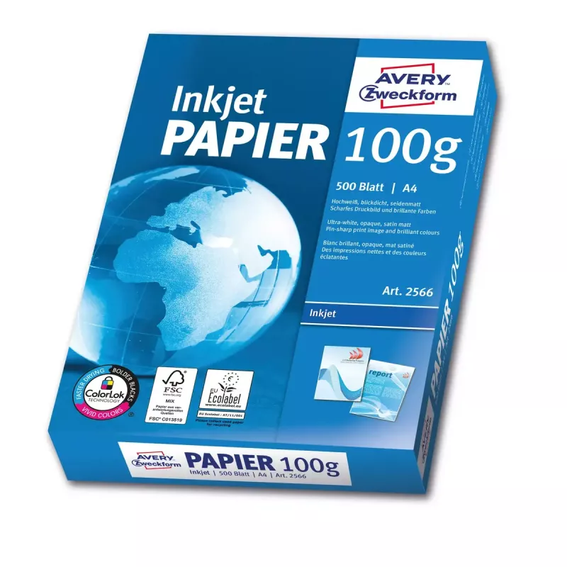 Druckerpapier A4 Avery Bright White Inkjet 500 Blatt