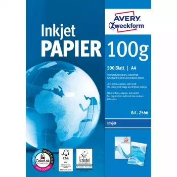Druckerpapier A4 Avery Bright White Inkjet 500 Blatt