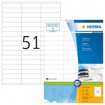 Selbstklebende Druckeretiketten HERMA Premium A4 70x16,9 mm