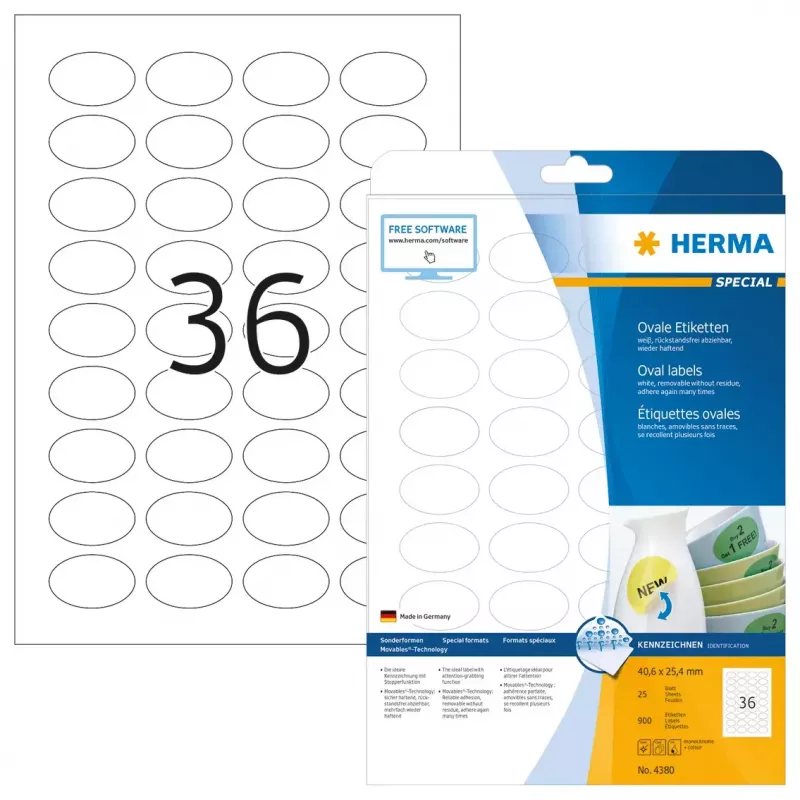 Selbstklebende Etiketten HERMA Wiederablösbar A4 40,6 x 25,4 mm