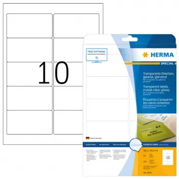 Selbstklebendes Druckeretikett HERMA Labels transparent kristallklar A4 96x50,8 mm