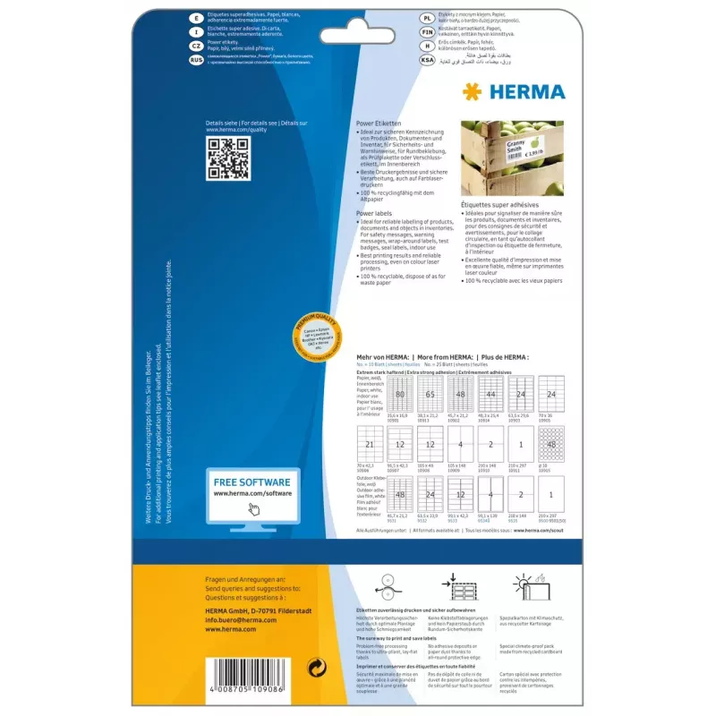 Selbstklebendes Druckeretikett HERMA 10908