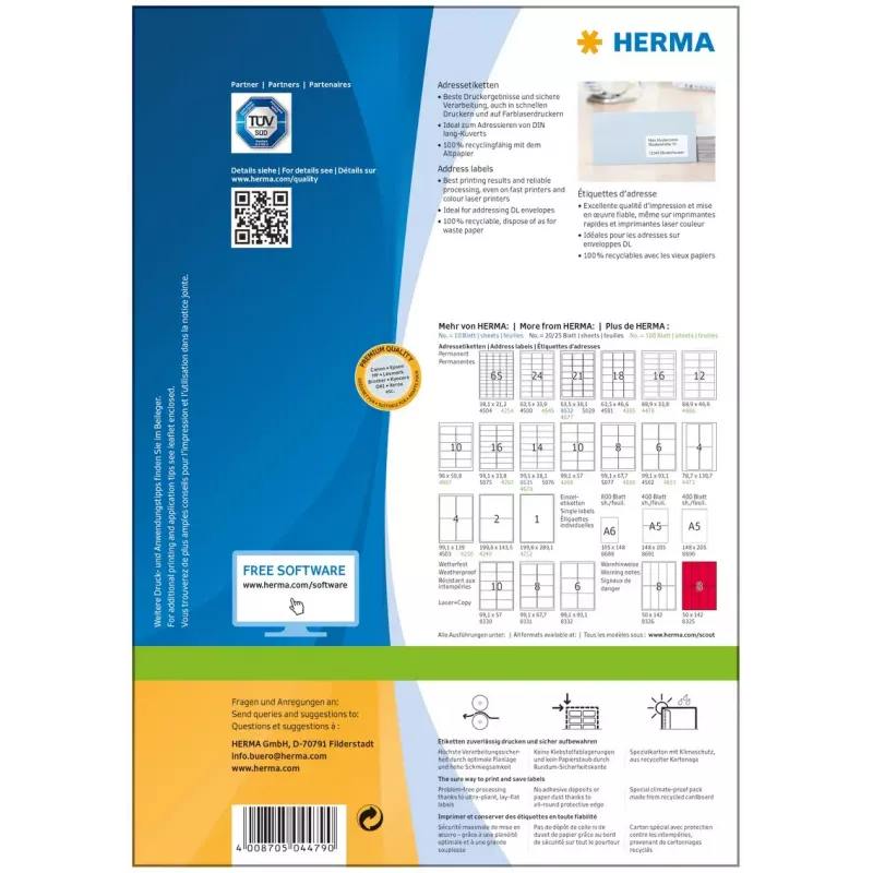 Adress-Etiketten Premium HERMA A4 88,9x33,8 mm 1600 Stück