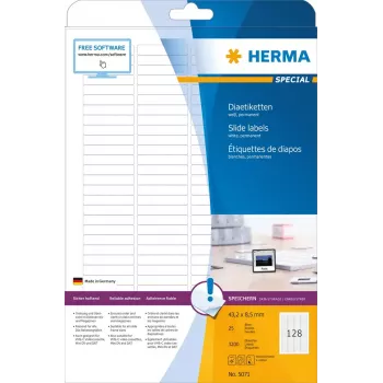 Dia-Etiketten HERMA A4 43,2 x 8,5 mm weißes Papier matt 3200 Stück
