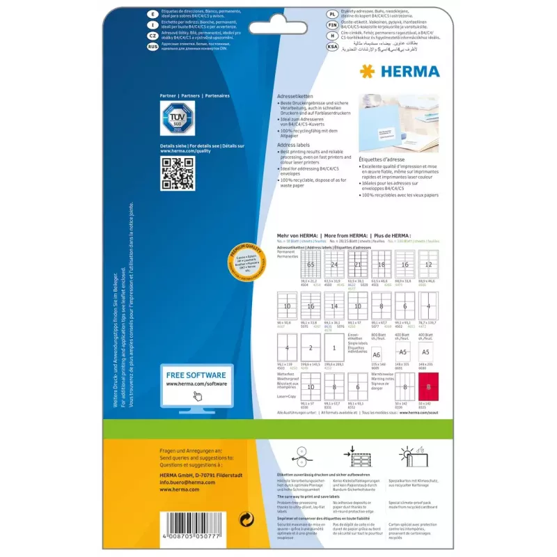 Adressetiketten Premium HERMA 5077 A4 99,1 x 67,7 mm 200 Stück