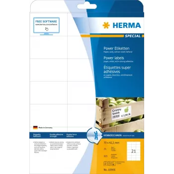 Selbstklebende Druckeretiketten HERMA Labels A4 70x42,3 mm