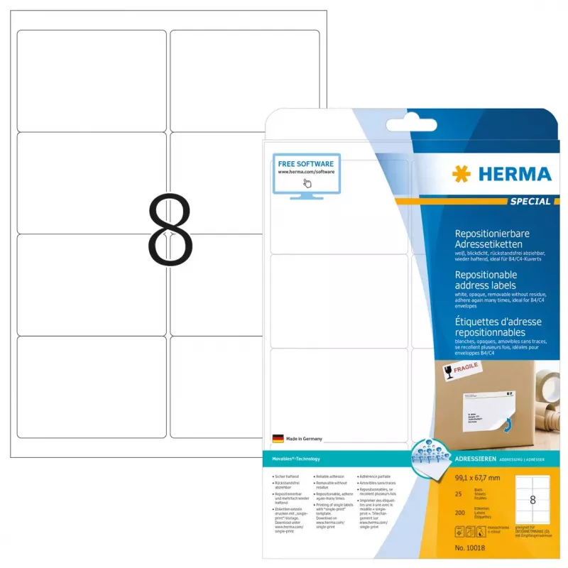 Wiederablösbare Adressetiketten HERMA 10018