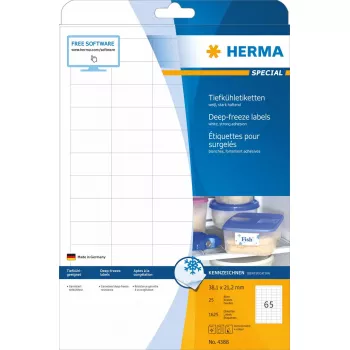 Selbstklebende Druckeretiketten HERMA Tiefkühletiketten A4 1625 Stück