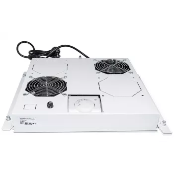 Intellinet 2-Fan Ventilation Unit for 19 inch Racks, Roof Mount, with Thermostat, Grau
