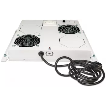 Intellinet 2-Fan Ventilation Unit for 19 inch Racks, Roof Mount, with Thermostat, Grau