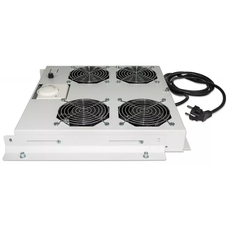 Intellinet 4-Lüfter-Lüftereinheit für 19-Zoll-Racks, Dachmontage, mit Thermostat, Grau