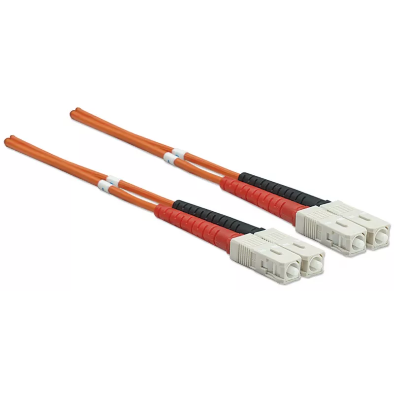 Intellinet Glasfaser-Patchkabel, OM2, SC/SC, 2 m, Orange, Duplex, Multimode, 50/125 µm, LSZH, Glasfaser, lebenslange Garantie