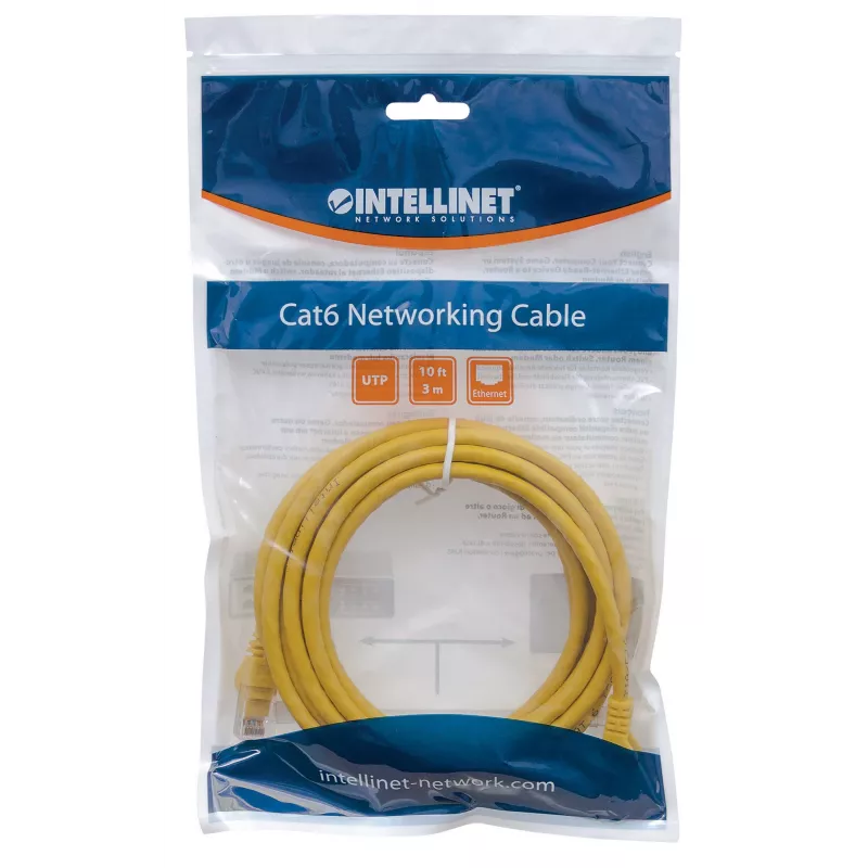 Intellinet Netzwerk-Patchkabel, Cat6, 5 m, Gelb, CCA, U/UTP, PVC, RJ45, vergoldete Kontakte, Snagless, vergossen, lebenslange Garantie