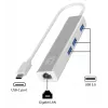 LevelOne Gigabit USB-C Netzwerkadapter mit USB Hub, Kabelgebunden, USB Type-C, Ethernet, 1000 Mbit/s, Silber