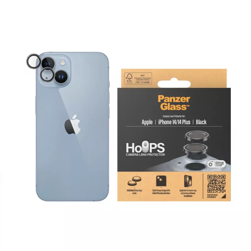 PanzerGlass ® Hoops® Kamera-Linsenschutz Schwarz iPhone 14 | 14 Plus
