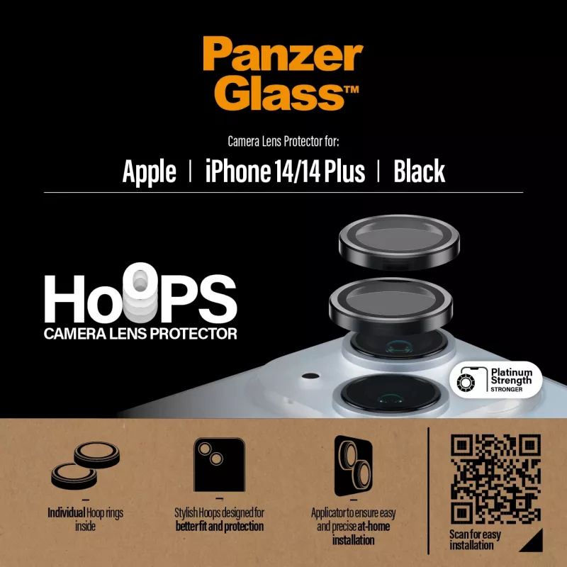 PanzerGlass ® Hoops® Kamera-Linsenschutz Schwarz iPhone 14 | 14 Plus