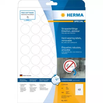 Selbstklebe-Etiketten HERMA 4571 wiederablösbar Weiß 960 Stk.