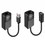 Lindy 60m USB 1.1 Cat.6 Extender Basic, Netzwerk-Sender & -Empfänger, 60 m, 12 Mbit/s, Cat5e, Cat6, Schwarz, Kunststoff