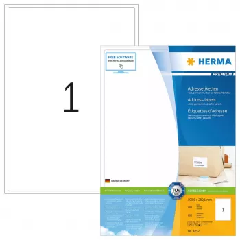 Adressetiketten Premium HERMA A4 199,6 x 289,1 mm weiß Papier matt 100 Stück