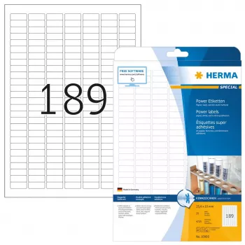 Selbstklebende Druckeretiketten HERMA Labels A4 25,4x10 mm weiß extrastarke Haftung Papier matt 4725 Stk.