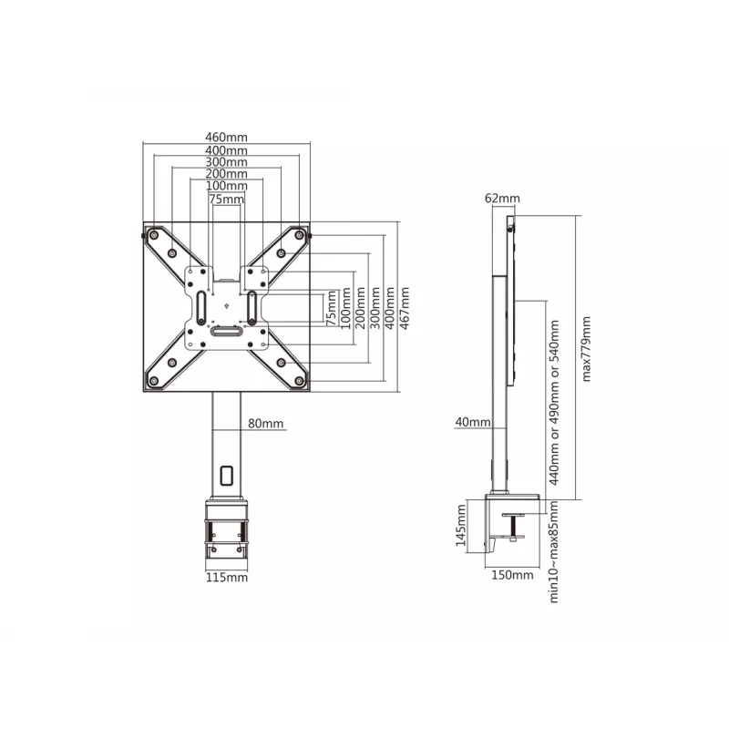 Deskmount Multibrackets M Deskmount XL Schwarz