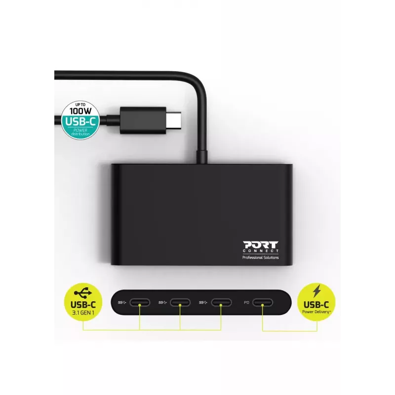 USB Hub Port Designs 900147 USB Type-C 5000 Mbit/s Schwarz