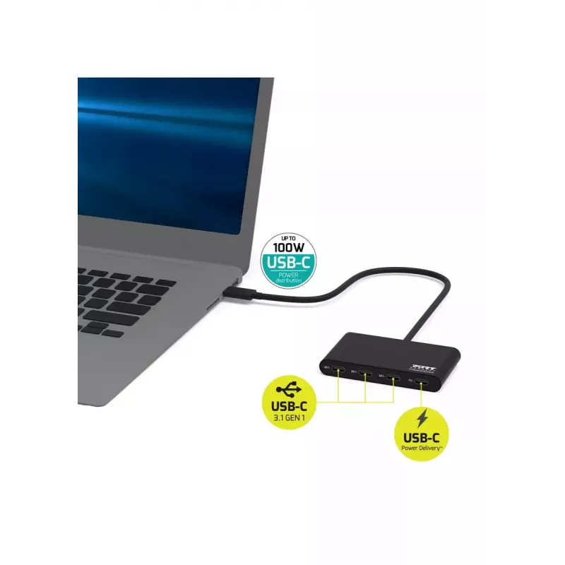 USB Hub Port Designs 900147 USB Type-C 5000 Mbit/s Schwarz